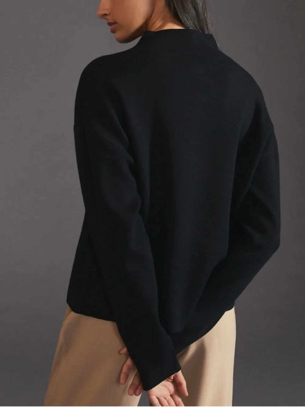 Anthropologie Maeve Carys Mock Neck Sweater in Black Sz: M